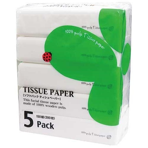 【アスト】ソフトパックティッシュ　てんとう虫　150組　5個パック☆